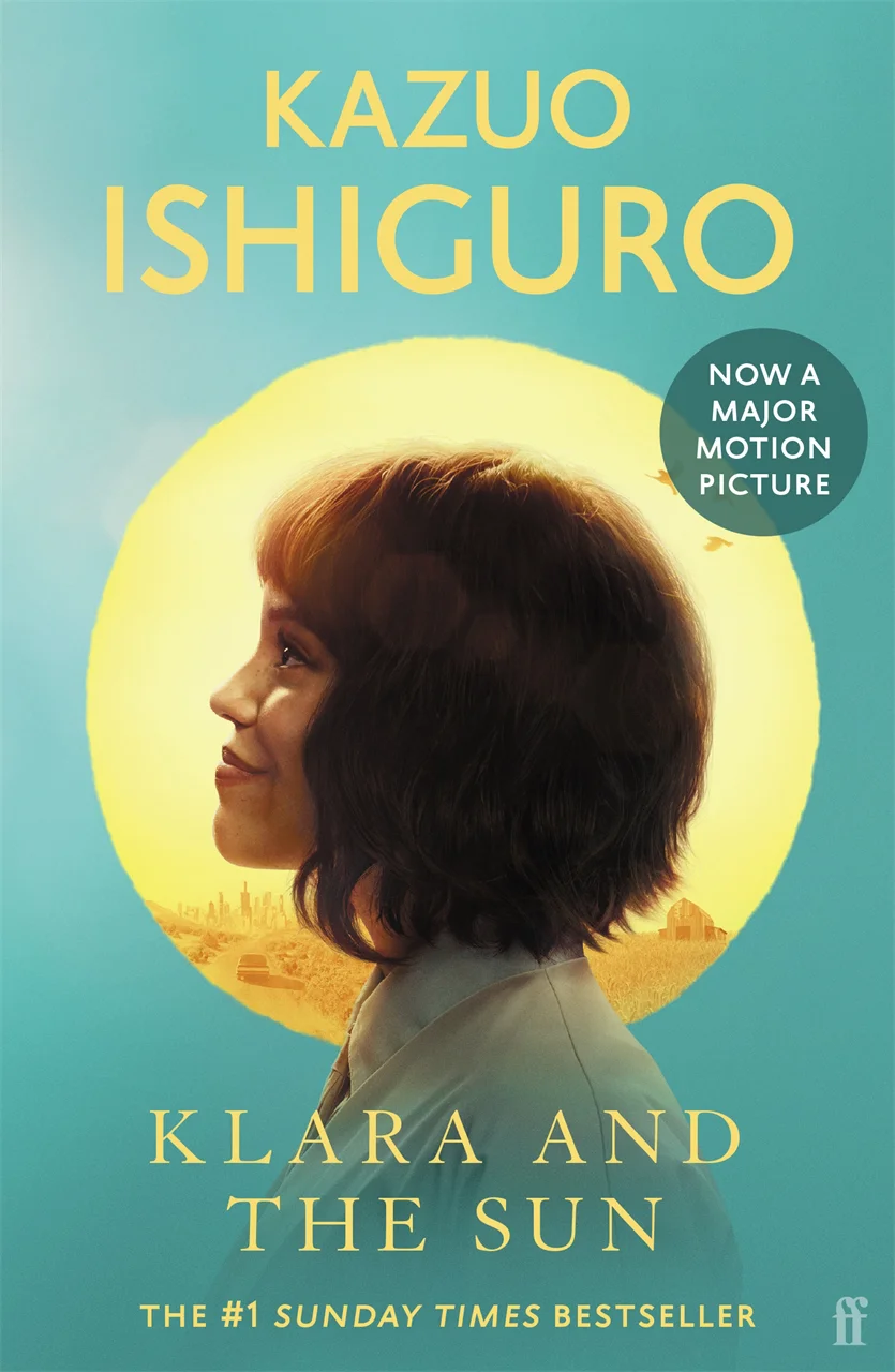 The 2026 film tie-in paperback: a photographic cover on a teal ground, a young woman in profile before a large pale sun with a cityscape, a car and figures set inside the sun's disc, the title and author in yellow and a "NOW A MAJOR MOTION PICTURE" roundel — abandoning Pete Adlington's square-and-sun design entirely